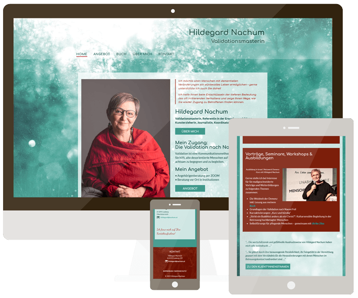 Mockup der Webseite von Hildegard Nachum - Webdesign von Teresa Seidel